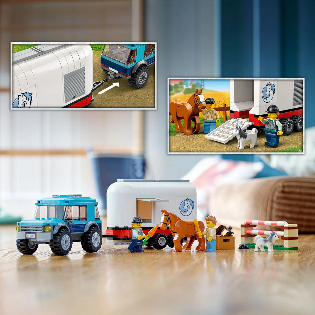 Horse Transporter Set with SUV Toy Car and Trailer Q79448