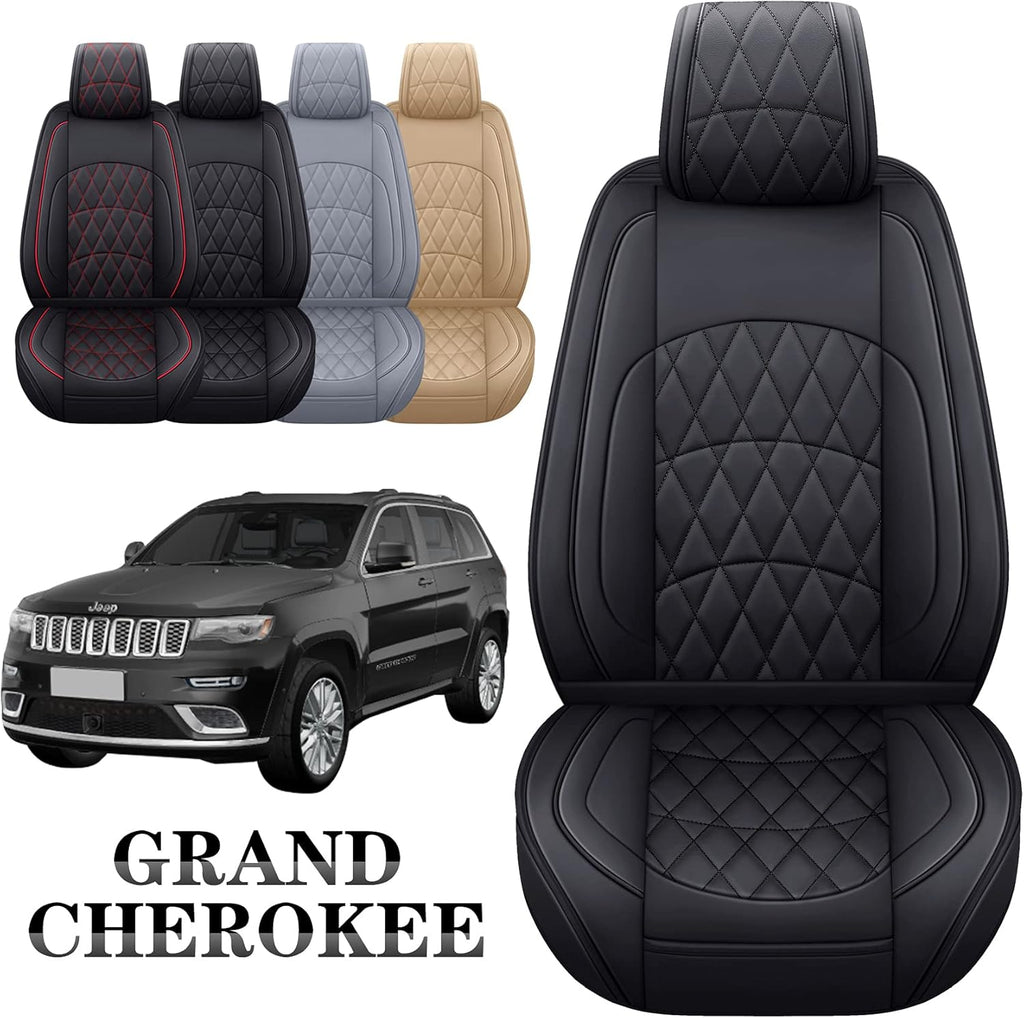 Black Leather Front Seat Covers 2 PCS V19762