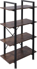 Industrial Bookshelf, 4 Tier Open Shelf Bookcase, Rustic Brown Q259