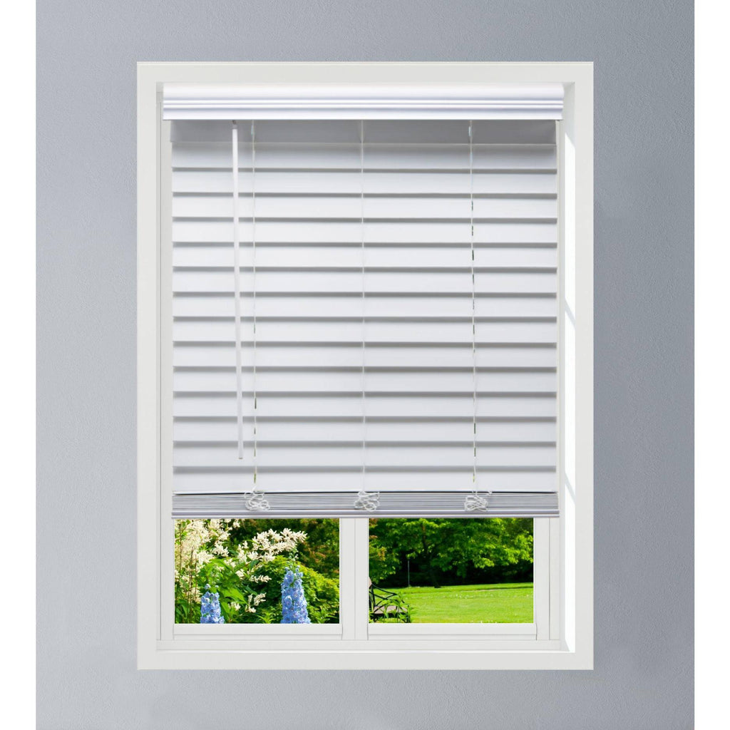 White Faux Wood Cordless Blinds N25248