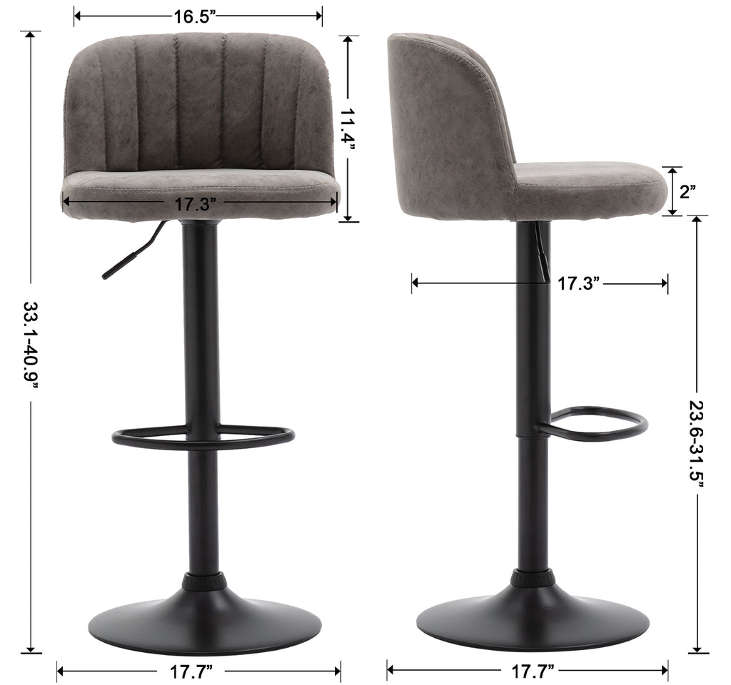 Grey Faux Leather Swivel Bar Stools Set of 2 Q21896
