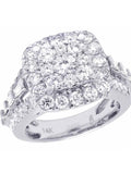 14K White Gold Real Diamond Square Cluster Engagement Ring Y2829