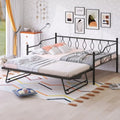 Black Full Size Metal Daybed with Twin Size Adjustable Trundle M252009