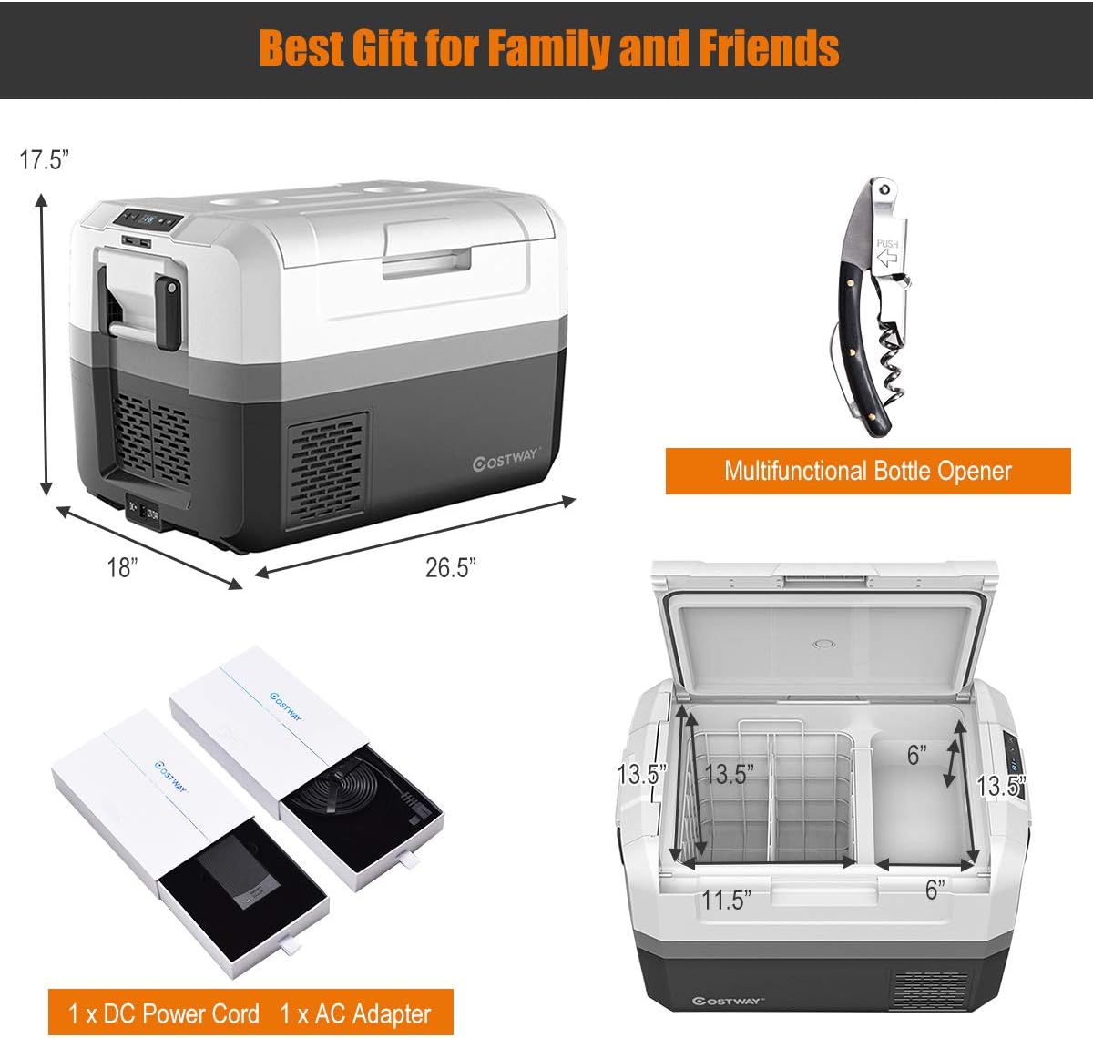 Portable Car Refrigerator 48-Quart Compressor Travel Fridge V15877