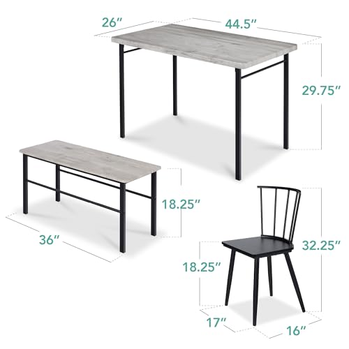 4-Piece Dining Table Set with 2 Chairs and Bench Q99470