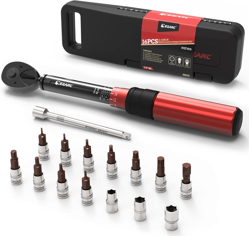 1/4 inch Drive Click Bike Torque Wrench Set 2-20 Nm/17.7 - 177.0 in-lb Pack of 2 W6599