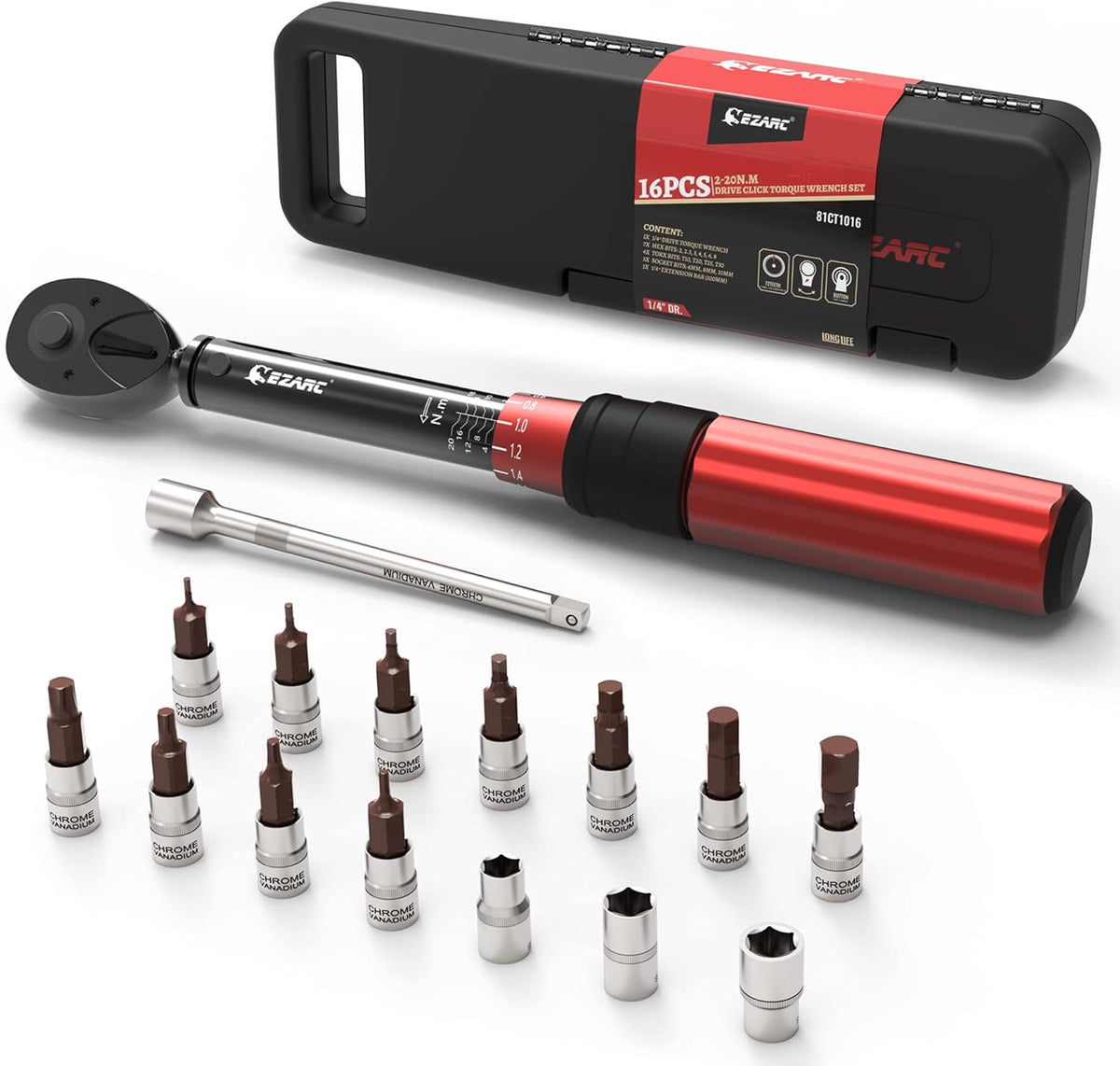 1/4 inch Drive Click Bike Torque Wrench Set 2-20 Nm/17.7 - 177.0 in-lb Pack of 2 W6599