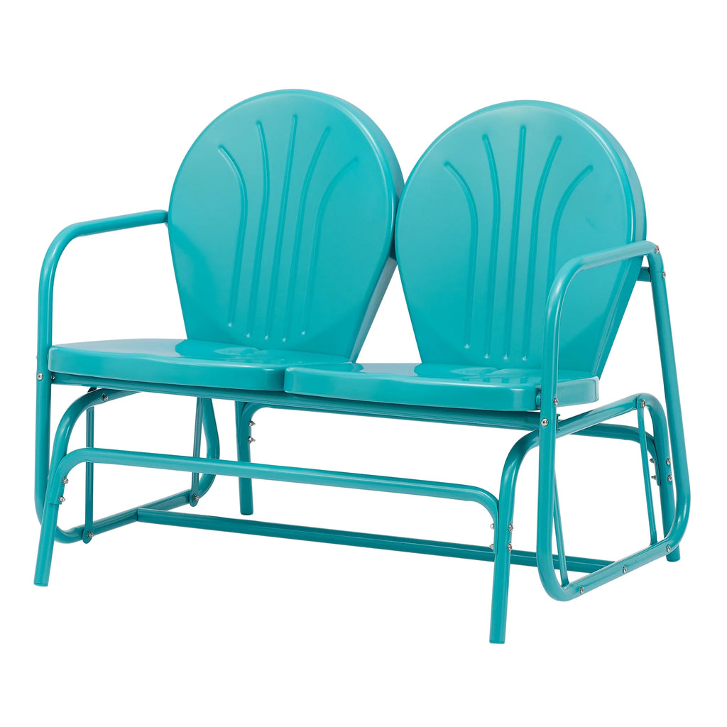 Retro Red Outdoor Steel Glider Loveseat R799