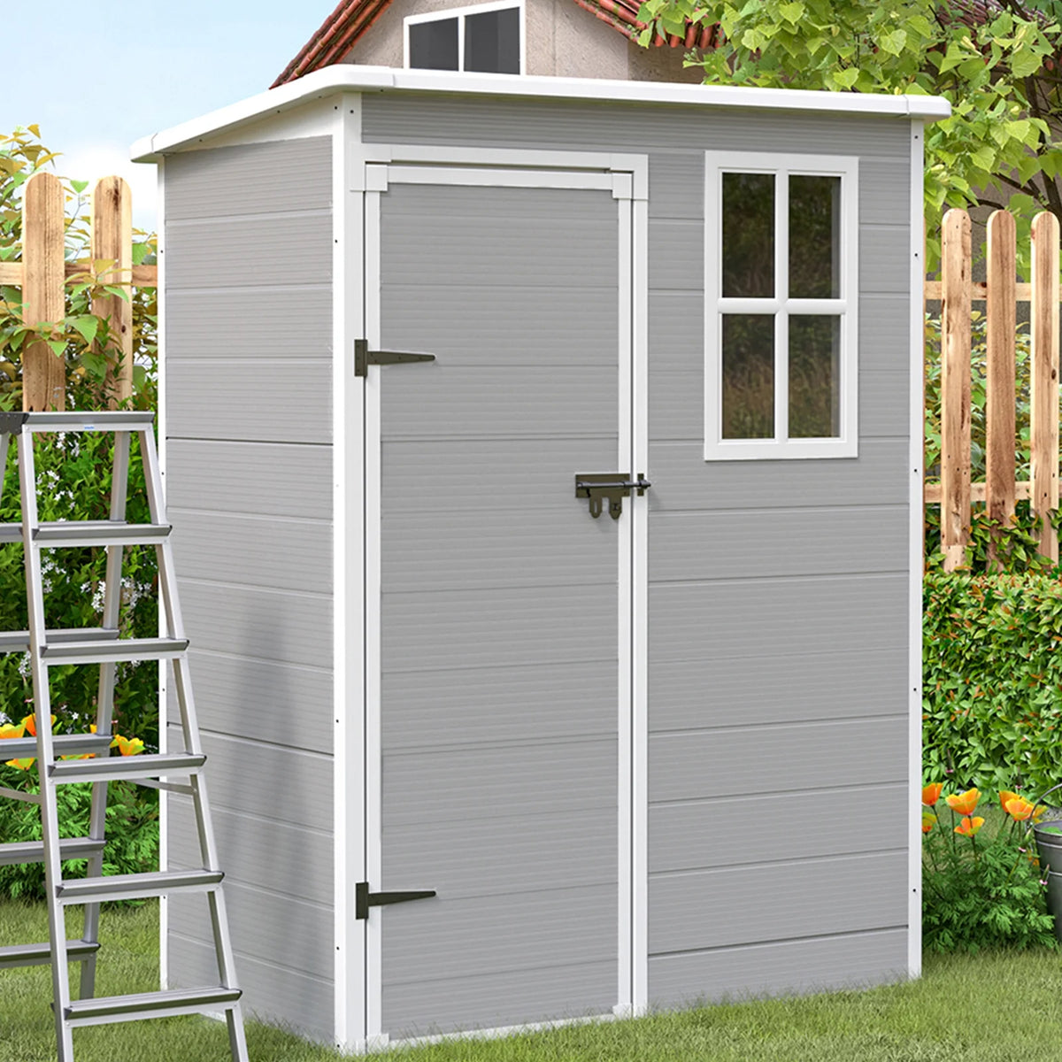 5x3 FT Resin Outdoor Storage Shed with Lockable Door F174
