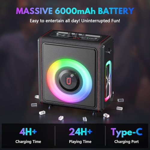 Portable Bluetooth Karaoke Machine with 2 Wireless Microphones G758