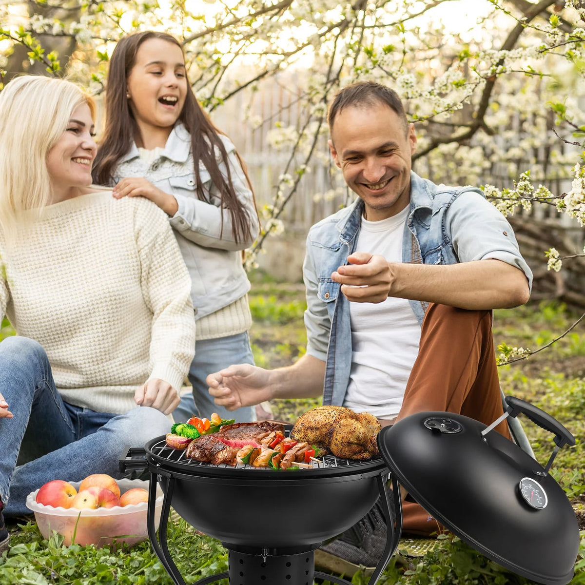 17 inches Portable Charcoal Grill with Adjustable Fan U672010
