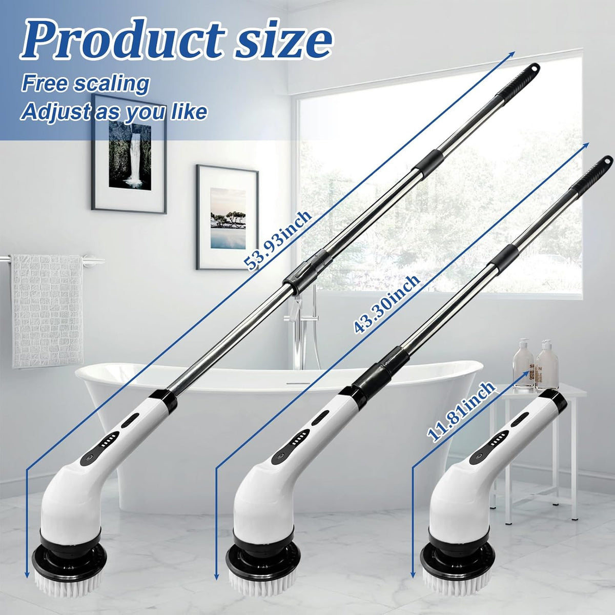 Cordless Electric Scrubber with 8 Replaceable Brush Heads C795932