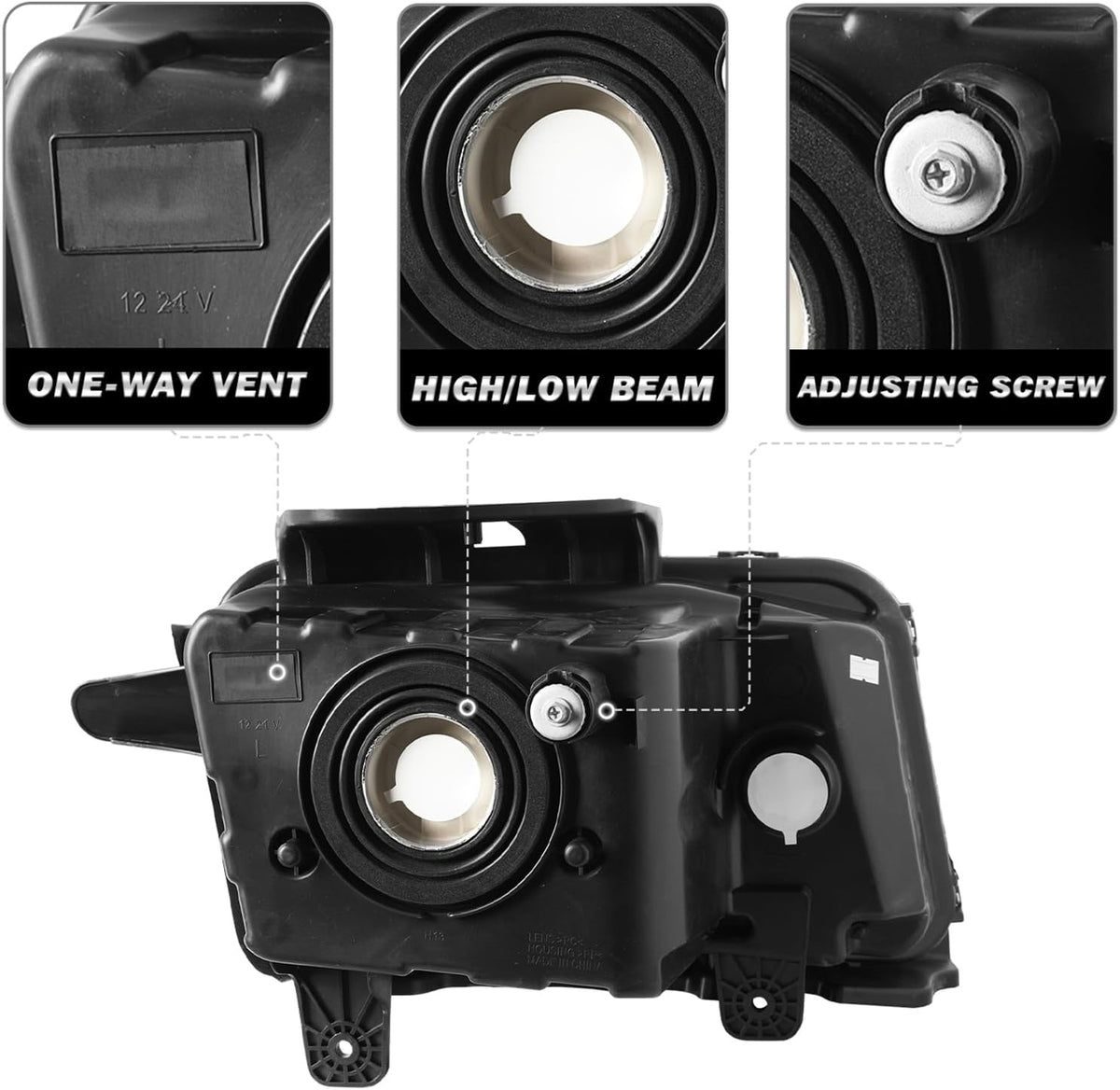 Black Housing Halogen Headlight Assembly for Chevy Camaro R46382