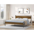Black King Metal Bed with Wood Headboard and Footboard Y106