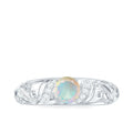3/4 CT Ethiopian Opal and Diamond Solitaire Engagement Ring, 925 Sterling Silver, US 4.00 K101570