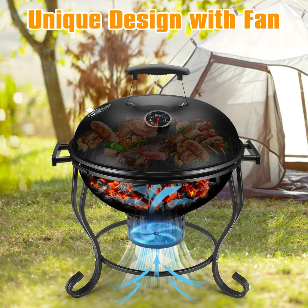 17 inches Portable Charcoal Grill with Adjustable Fan U672010