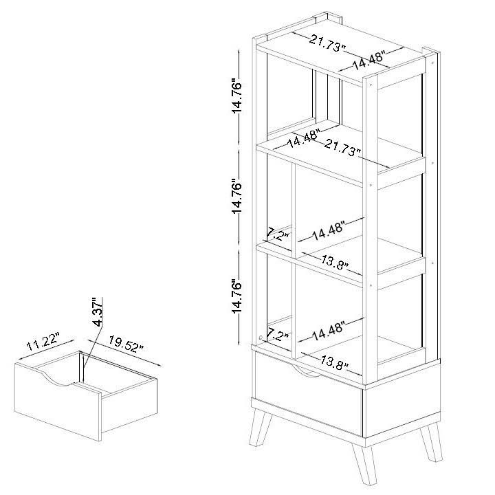 Dark Brown Wood Leaning Bookcase D844