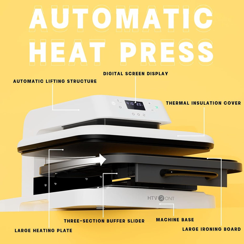 Auto Heat Press Machine 15x15 with 3Pack 12x16" Teflon Sheets Y6316