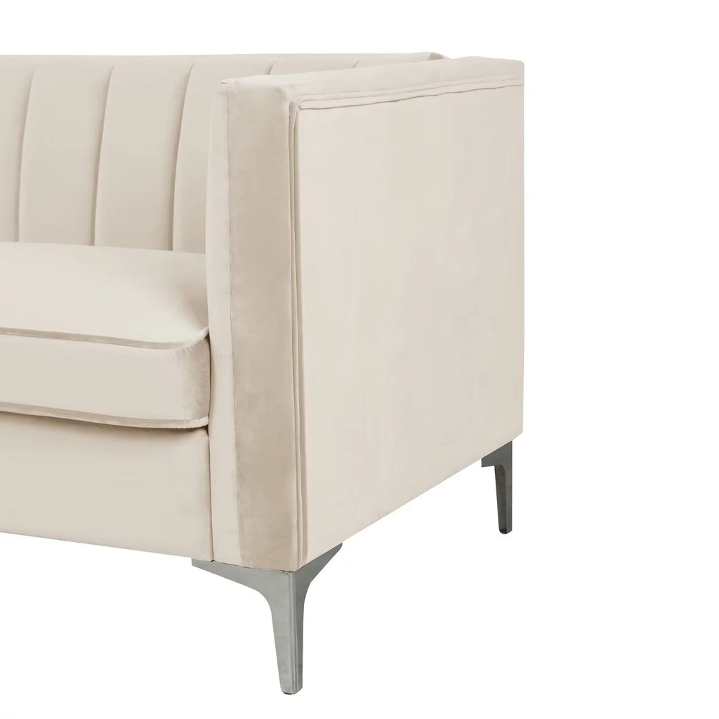 Beige Velvet Upholstered Loveseat Q825941