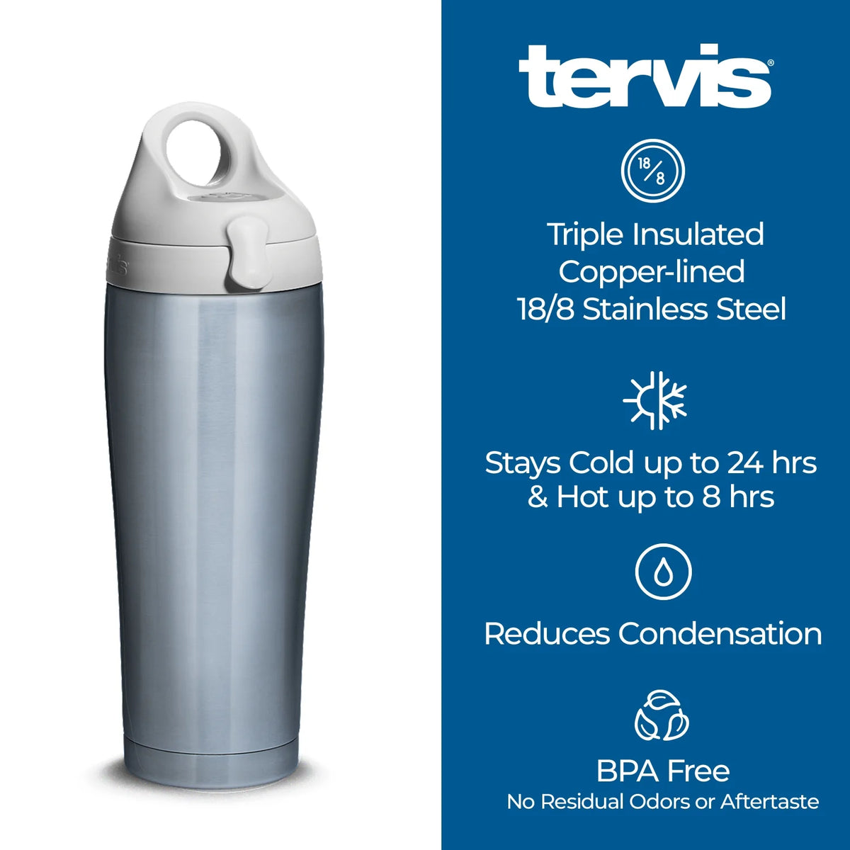 24 oz Stainless Steel Water Bottle with lid H92937