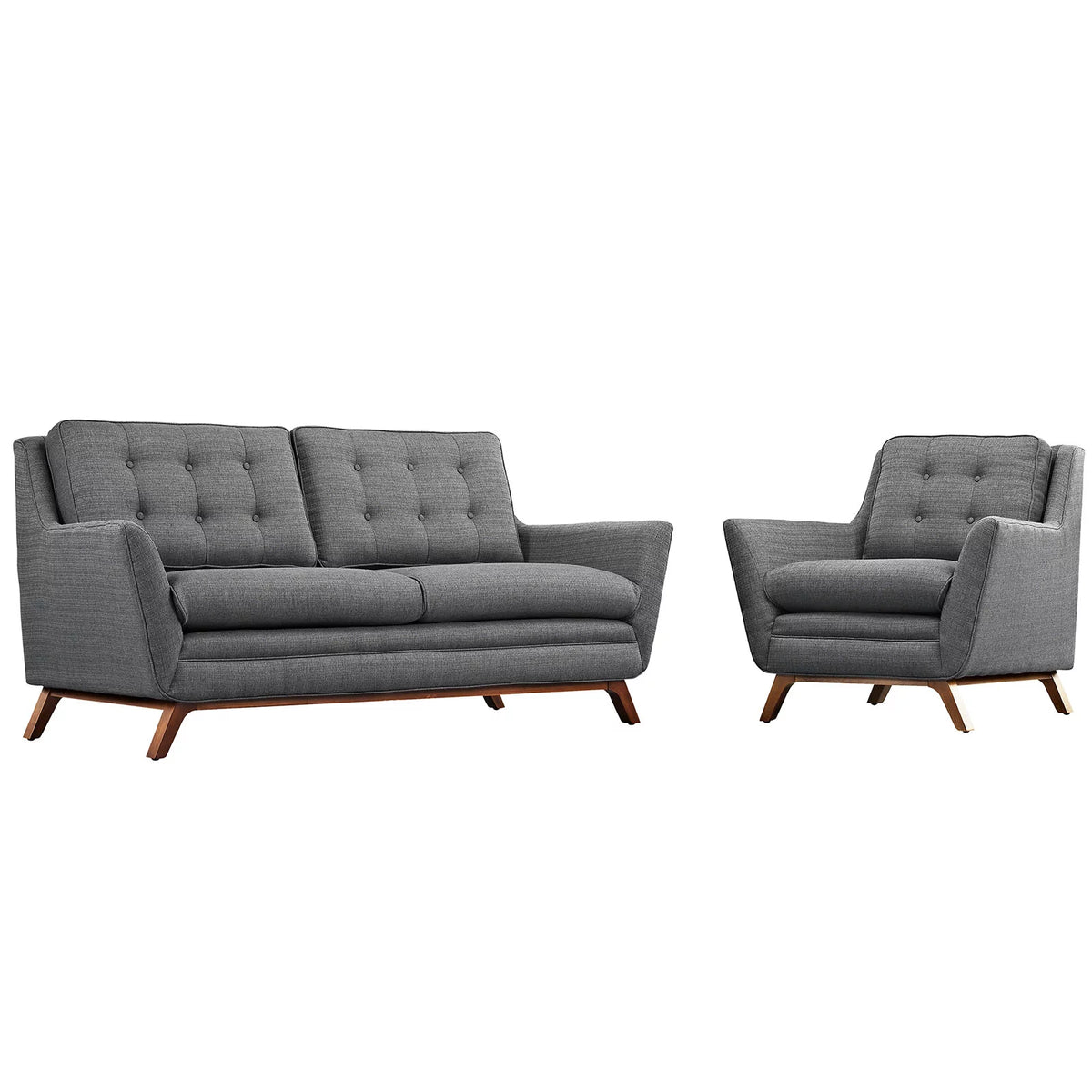Grey Fabric Sofa Set of Two A183