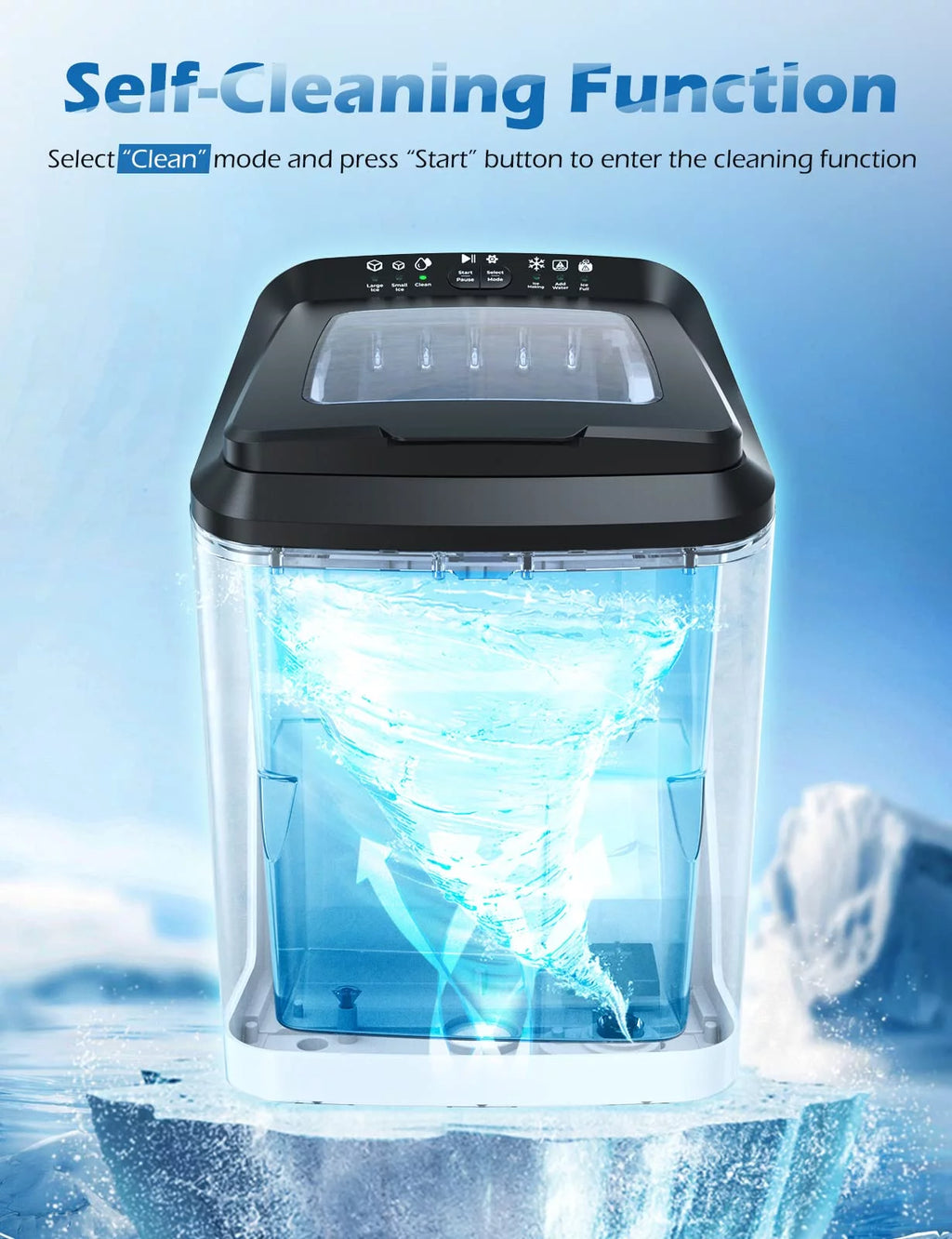Black Countertop Bullet Ice Maker, 33Lbs, 2 Size Ice Cubes H898