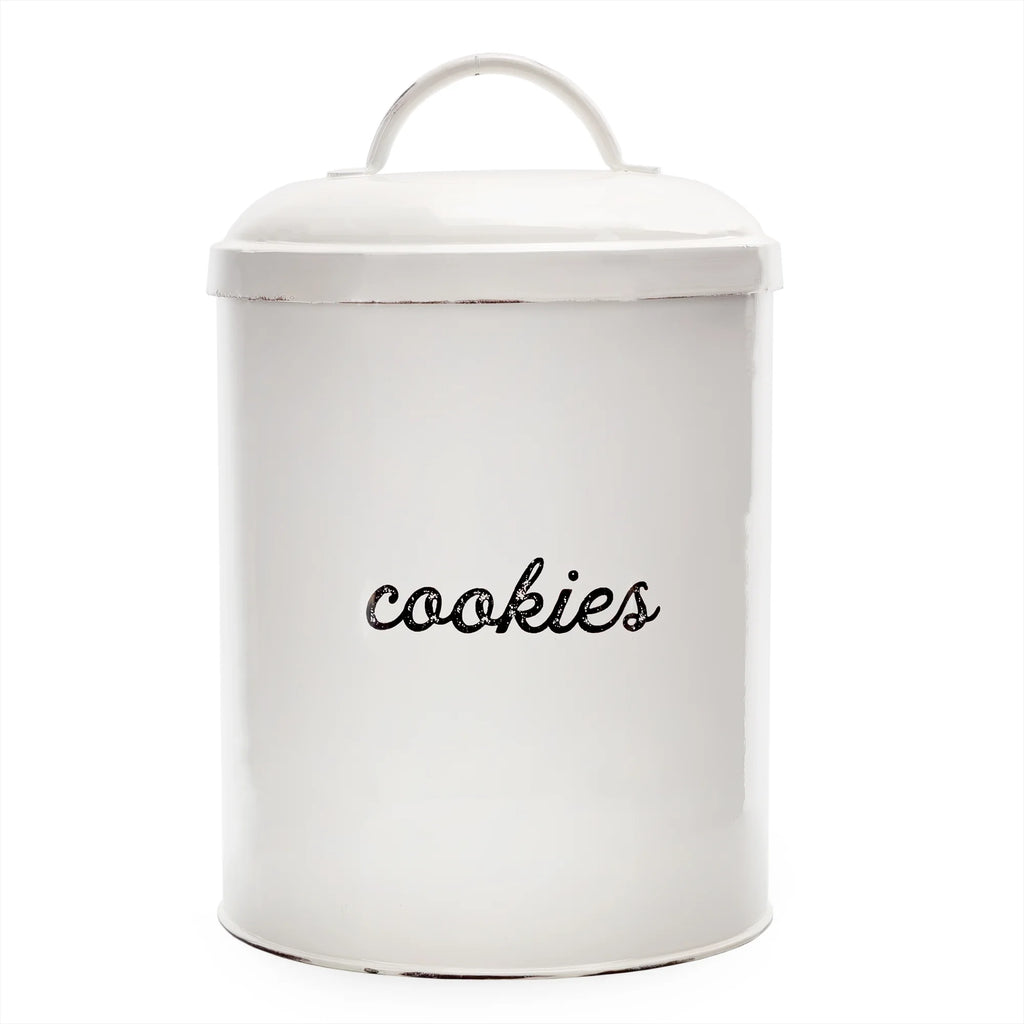 White Enamelware Cookie Jar S7660