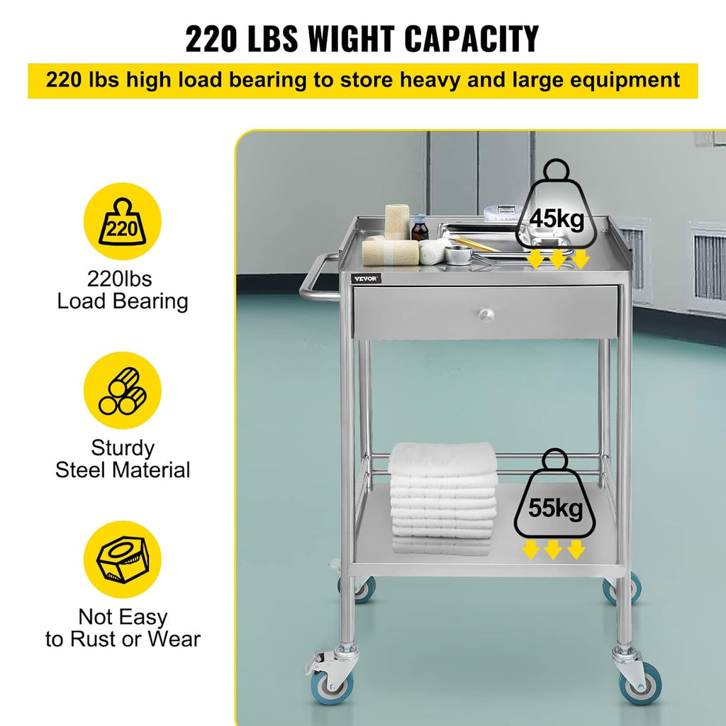 Stainless Steel Utility Cart with Wheels C333