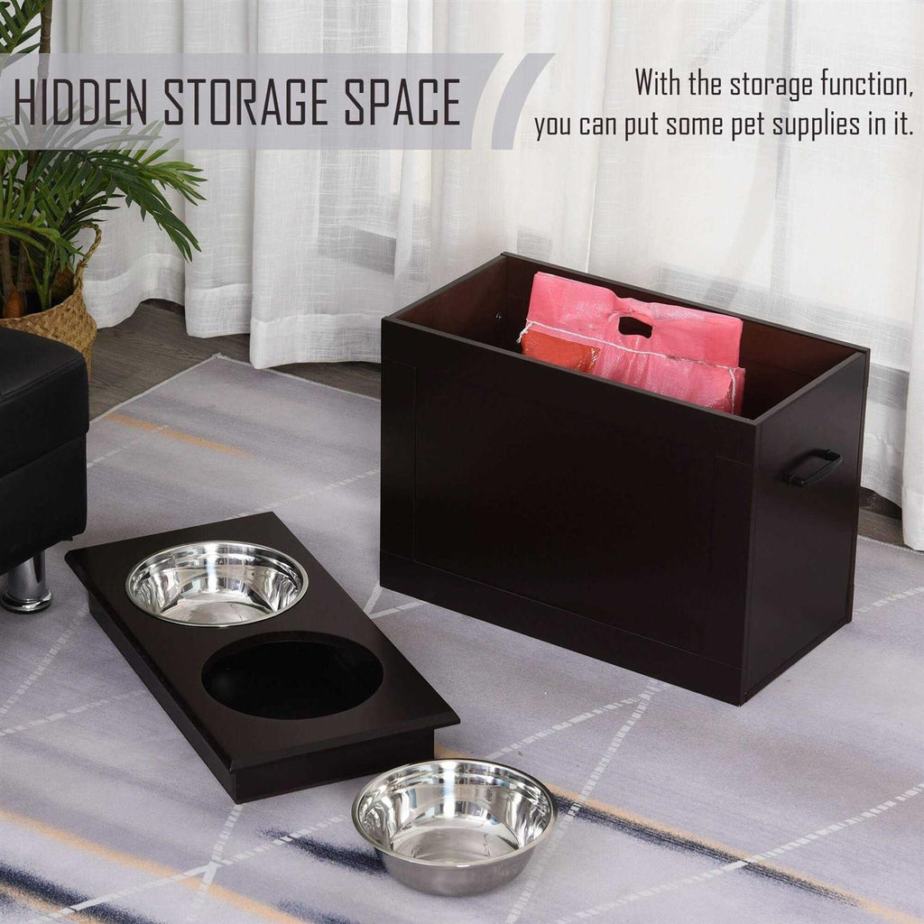 Raised Pet Feeding Station with 2 Stainless Steel Bowls J340
