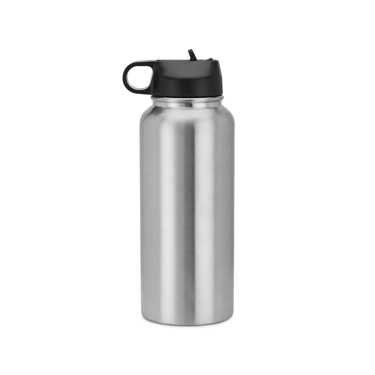 Silver 32 oz Vacuum-Insulated Water Bottle with 2 Lids S5609