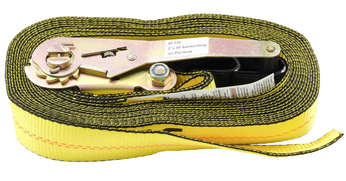 2" x 30' Ratchet Tie-Down Straps with Flat Hooks Yellow (4 Pack) F468534