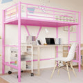 Twin Size Black Metal Loft Bed with Guardrails and Ladder I32268