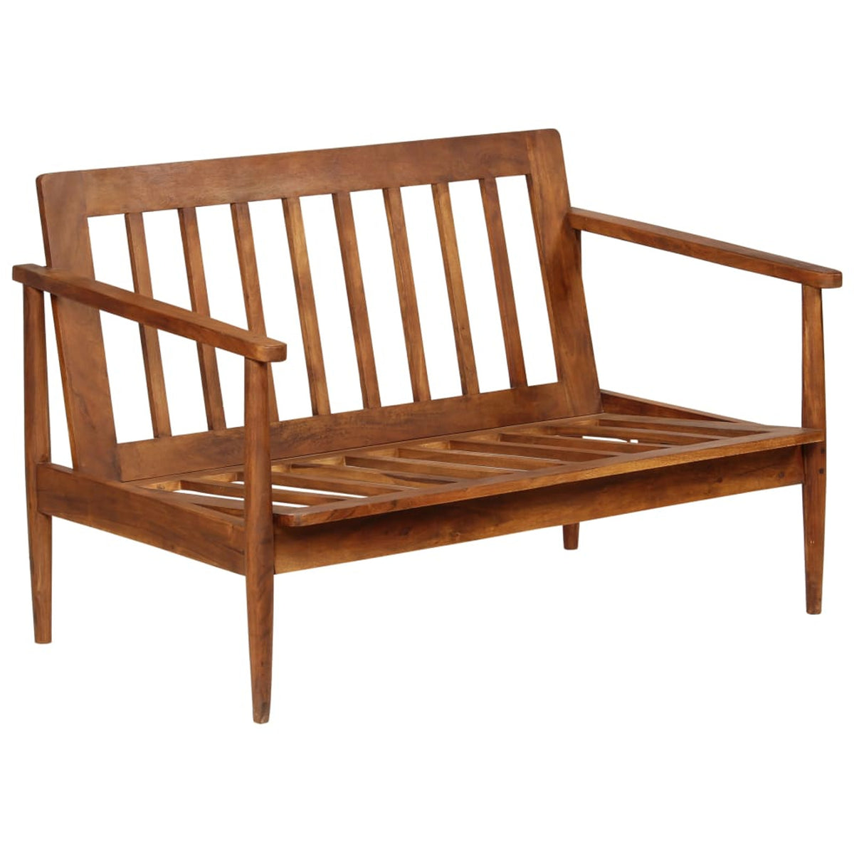 2-Seater Sofa Real Leather Acacia Wood Brown M296325