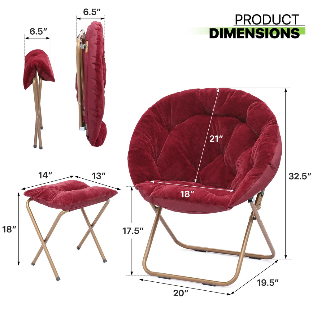 Set of 2 Oversized Folding Lounge Chair with Ottoman C713983