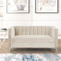 Beige Velvet Upholstered Loveseat Q825941