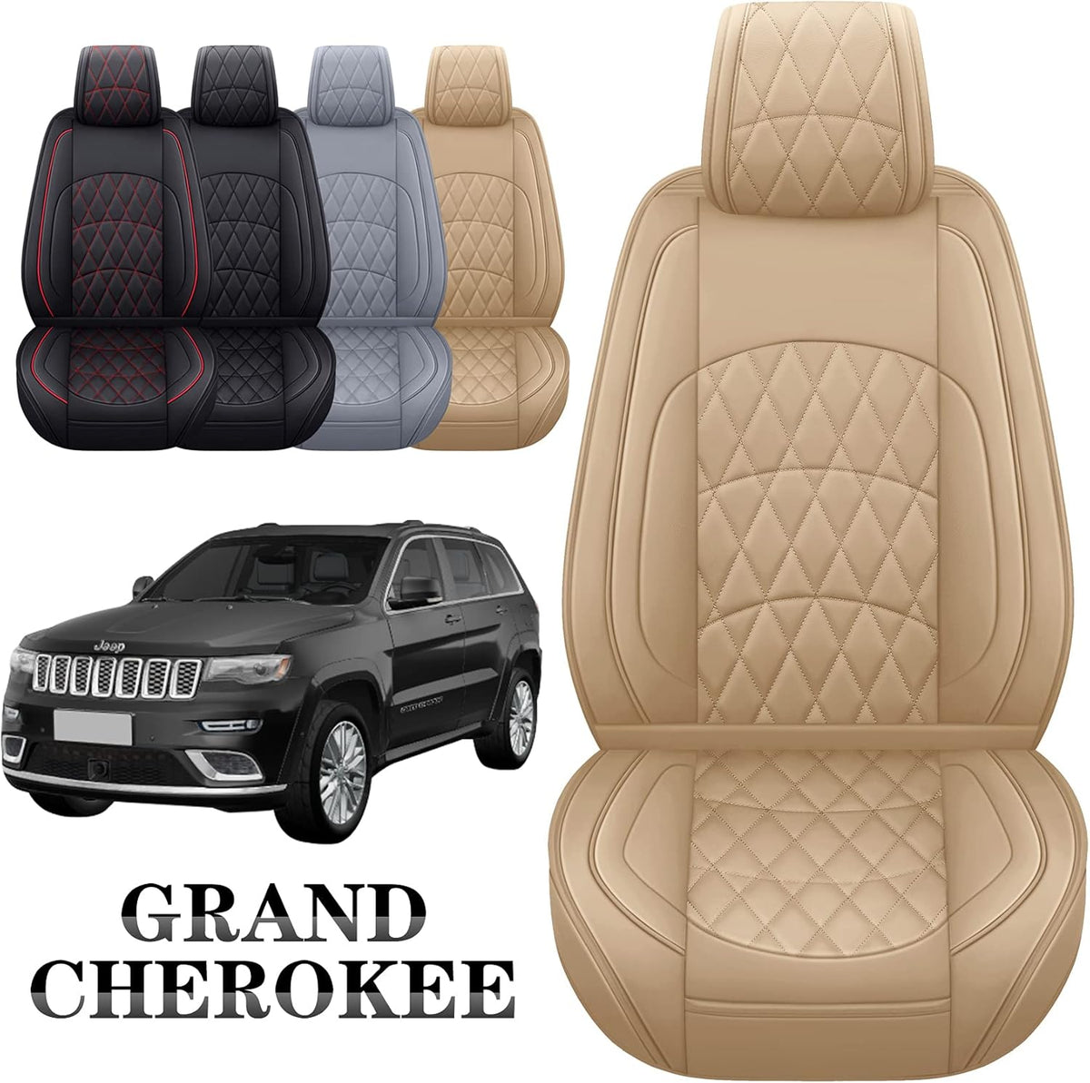 Black Leather Front Seat Covers 2 PCS V19762