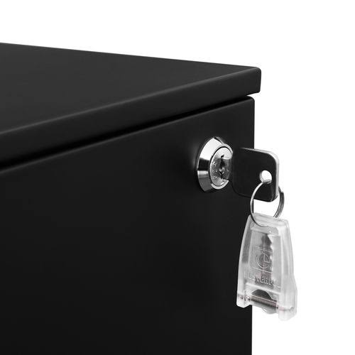 Black Steel 3 Drawer Mobile File Cabinet with Lock X26298