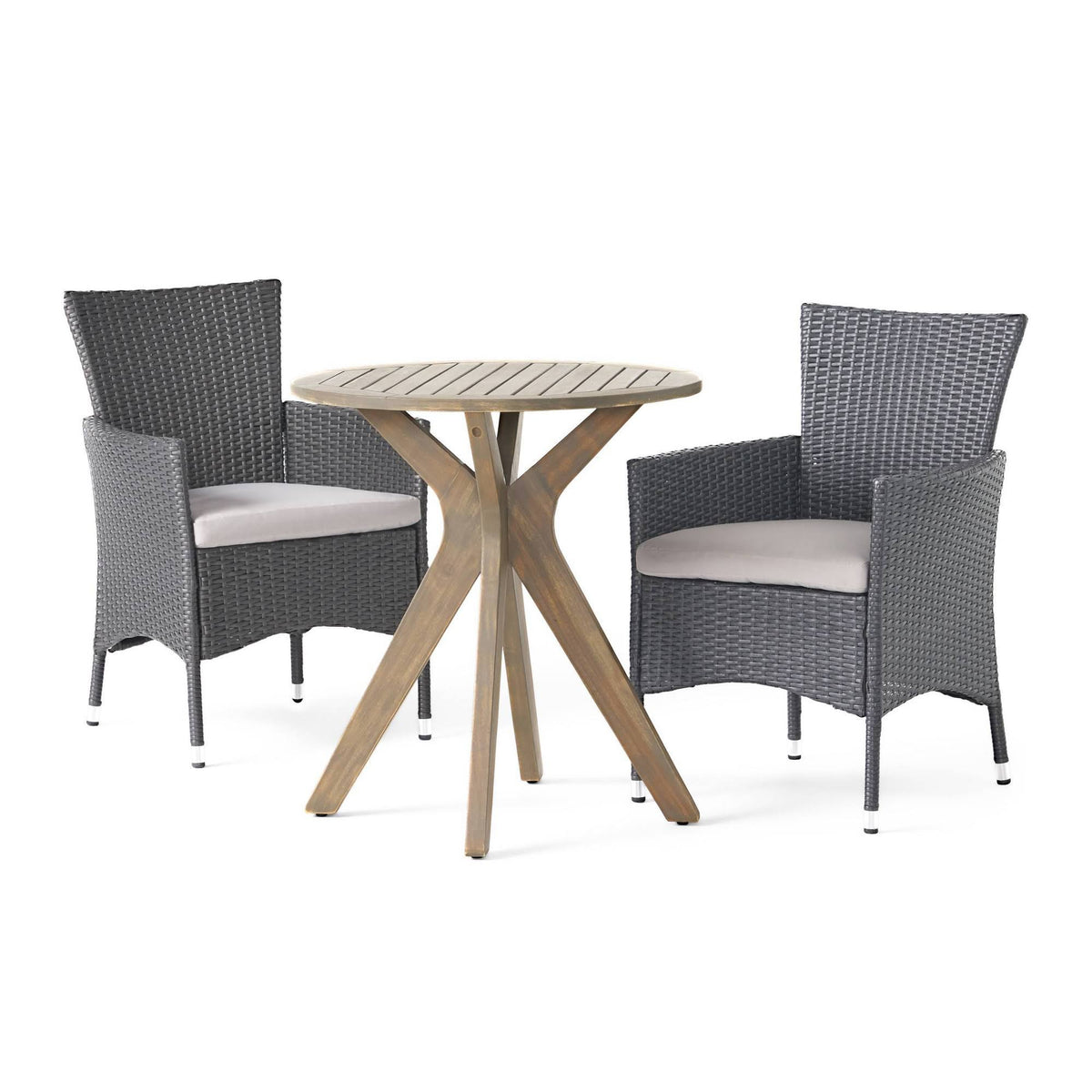 3 Piece Acacia Wood and Wicker Bistro Set M2179