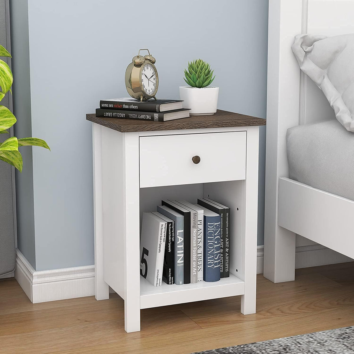 Grey 1-Drawer Wood Nightstand C766690