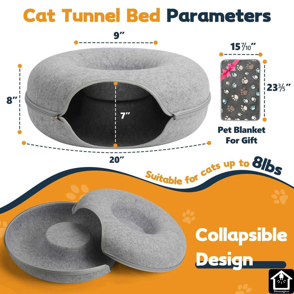 Cat Tunnel Bed with Pet Blanket G7531