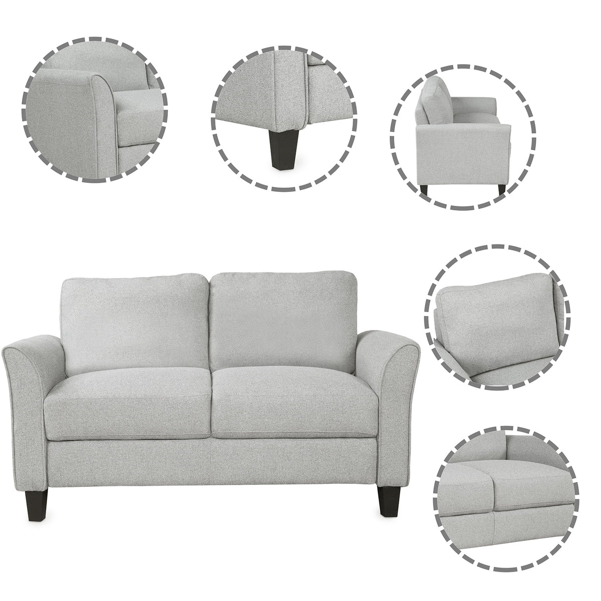 Light Gray Loveseat Sofa M188