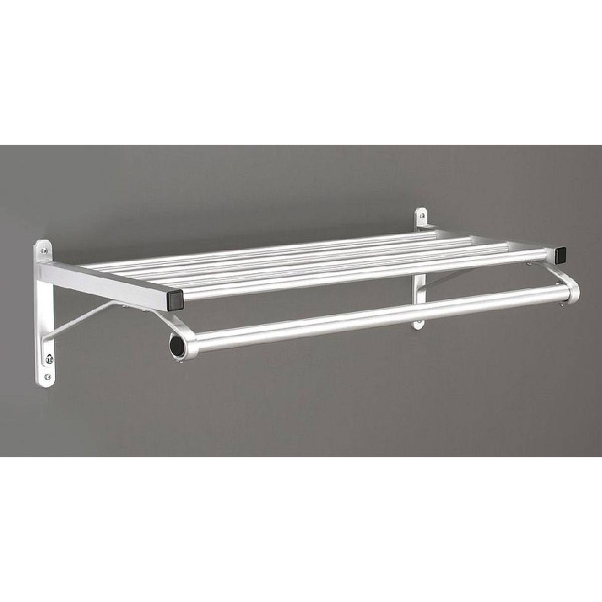 Satin Aluminum Coat Rack with 1 Shelf, 48 in W Z494278