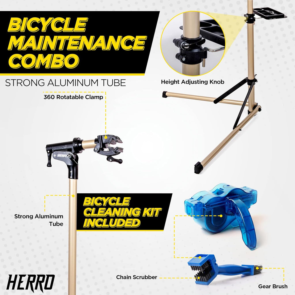 Bike Repair Stand with Foldable Tool Plate, 66 lbs Capacity D522