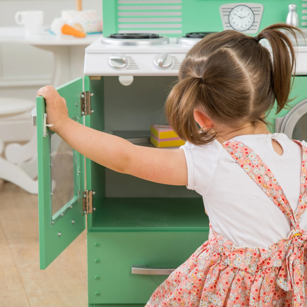 2-Piece Wooden Play Kitchen Set with Refrigerator, Dryer and Laundry Basket L997