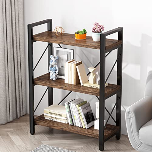 4 Tier Rustic Solid Wood Metal Bookshelf Z6350