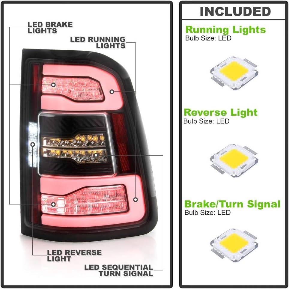 Black Full LED Tail Lights Left+Right R53003