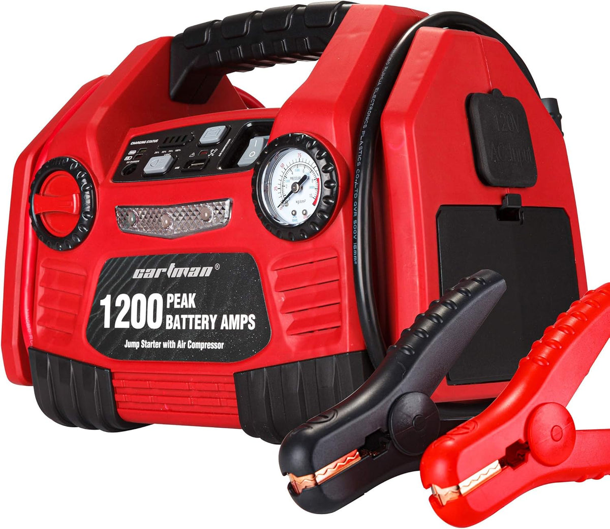 1200 Peak Amp 12V Portable Power Station Jump Starter with Air Compressor, 150PSI Tire Inflator E335267