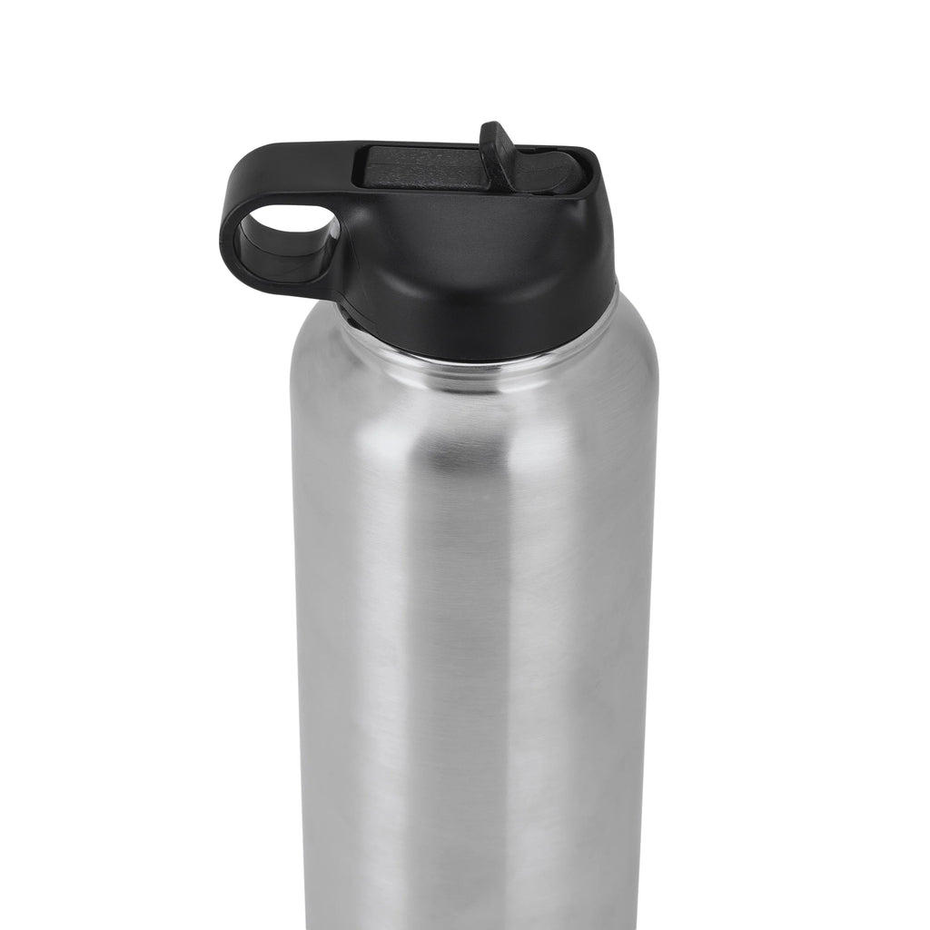 Silver 32 oz Vacuum-Insulated Water Bottle with 2 Lids S5609
