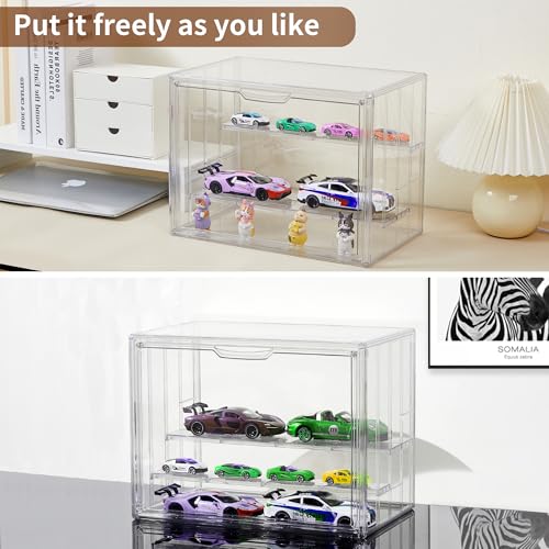 Acrylic 3 Layer Adjustable Display Case with Magnetic Door 2Pack G8013