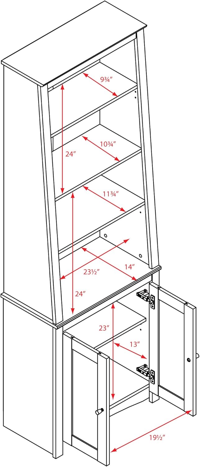Espresso Tall Slant-Back Bookcase with 2 Doors K9032